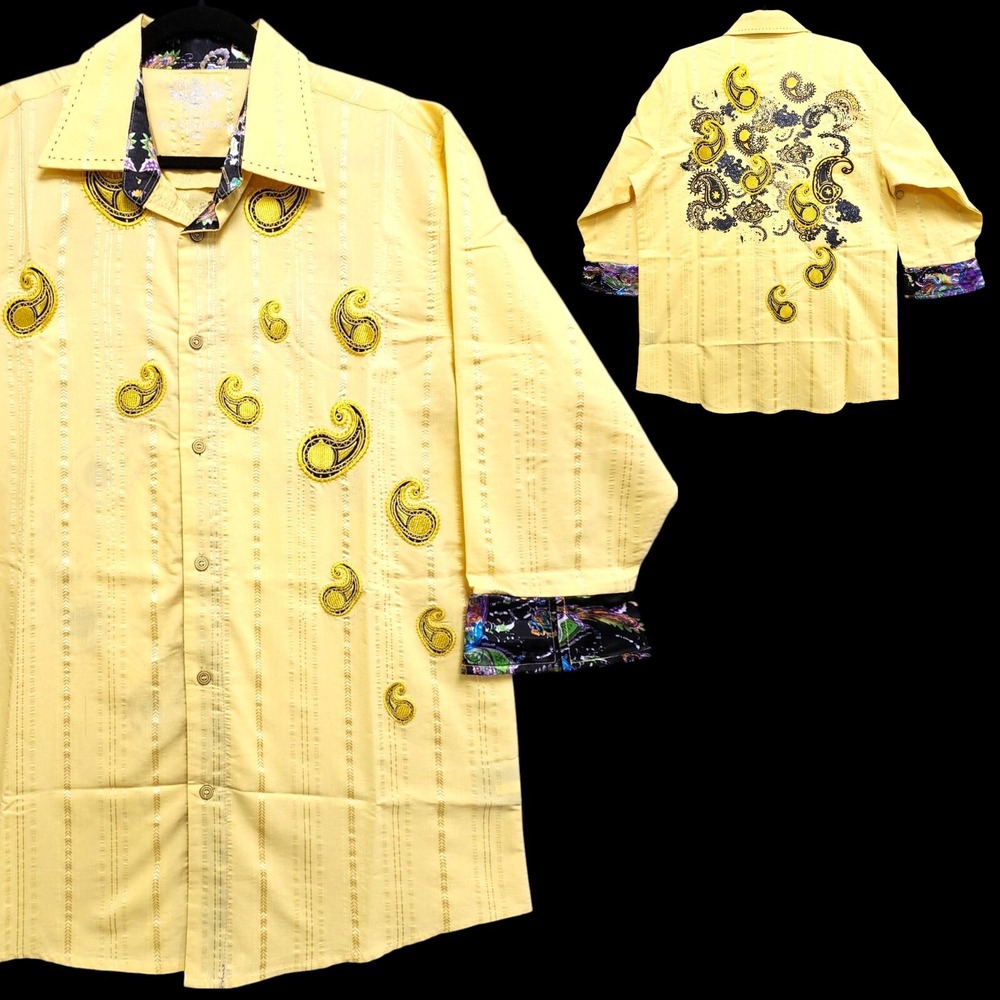 EL General Shirt Mens XXL (Fits as Large) Embroidered Paisley Gaucho‎ Rancho